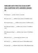 NURS MED MATH PRACTICE EXAM SCRIPT 2026 QUESTIONS WITH ANSWERS GRADED A&plus;