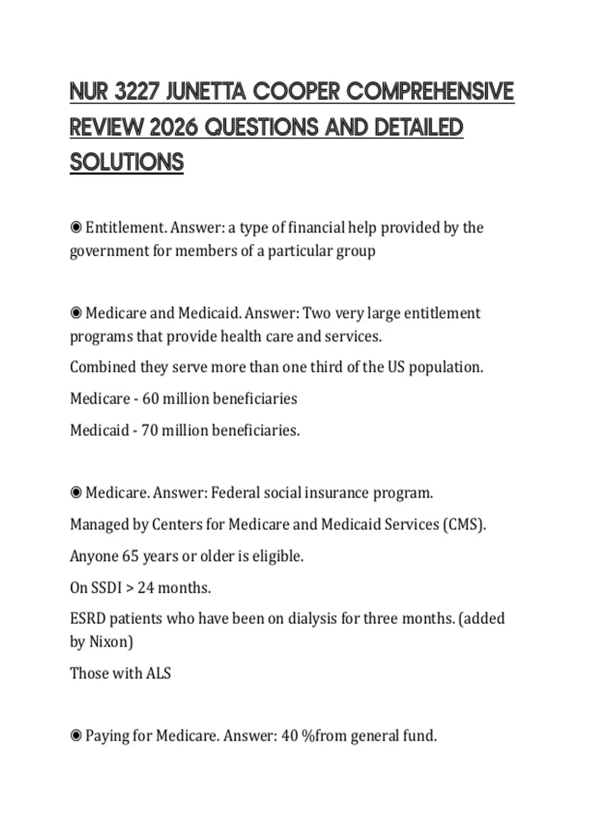 NUR 3227 JUNETTA COOPER COMPREHENSIVE REVIEW 2026 QUESTIONS AND ...