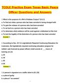 TCOLE Practice Exam Texas Basic Peace Officer &lpar;Latest 2026 &sol; 2027 Update&rpar; Questions and Verified Answers &vert; 100&percnt; Correct &vert; Grade A&plus;