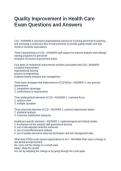 Quality Improvement in Health Care Exam Questions and Answers