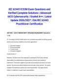 IEC 62443 IC33M Exam Questions and Verified Complete Solutions &vert; Advanced IACS Cybersecurity &vert; Graded A&plus;&plus; &vert; Latest Update 2026&sol;2027 &vert; ISA&sol;IEC 62443 Practitioner Certification