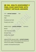 NR 304 Health Assessment II Final Exam Questions and Detailed Answers Guide