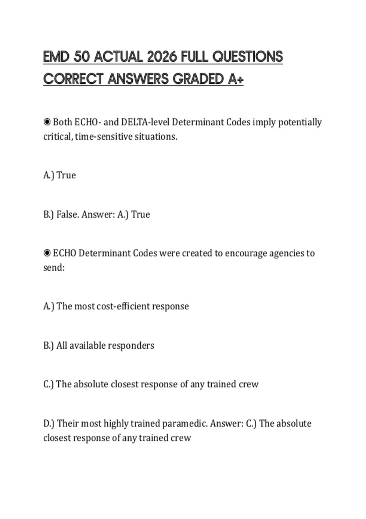 EMD 50 ACTUAL 2026 FULL QUESTIONS CORRECT ANSWERS GRADED A+EMD 50 ...