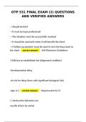 OTP 531 Final Exam &lpar;2&rpar; Questions and Verified Answers