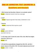 End of Semester Test Geometry A &lpar;Latest 2026 &sol; 2027 Update&rpar; Questions and Verified Answers &vert; 100&percnt; Correct &vert; Grade A&plus;