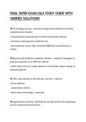 FINAL PAPER EXAM Q&A STUDY GUIDE WITH VERIFIED SOLUTIONS