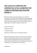 FINAL EXAM ACLS QUESTIONS AND ANSWERS 2026 ACTUAL EXAMINATION TEST COMPLETE QUESTIONS AND SOLUTIONS GRADED A&plus;