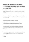 FINAL EXAM ARIZONA LIFE AND HEALTH 3 XCEL 2026 UPDATED EXAM PREP QUESTIONS AND ANSWERS