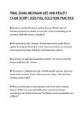 FINAL EXAM MICHIGAN LIFE AND HEALTH EXAM SCRIPT 2026 FULL SOLUTION PRACTICE