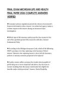 FINAL EXAM MICHIGAN LIFE AND HEALTH FINAL PAPER 2026 COMPLETE ANSWERS VERIFIED