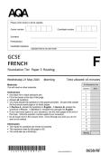 2025 AQA GCSE FRENCH 8658&sol;RF PAPER 3 READING FOUNDATION TIER QUESTION PAPER &plus; MARK SCHEME