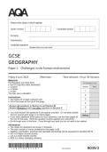 2025 AQA GCSE GEOGRAPHY 8035&sol;2 PAPER 2 CHALLENGES IN THE HUMAN ENVIRONMENT QUESTION PAPER &plus; MARK SCHEME