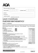 2025 AQA LEVEL 2 CERTIFICATE FURTHER MATHEMATICS 8365&sol;2 PAPER 2 CALCULATOR QUESTION PAPER &plus; MARK SCHEME