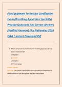 Fire Equipment Technician Certification Exam &lpar;Breathing Apparatus Specialty&rpar; Practice Questions And Correct Answers &lpar;Verified Answers&rpar; Plus Rationales 2026 Q&A &vert; Instant Download Pdf