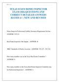 TEXAS STATE HOME INSPECTOR EXAM 2026 QUESTIONS AND CORRECT DETAILED ANSWERS &vert;RATED A&plus; &vert; NEW AND REVISED