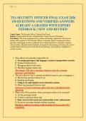 TSA SECURITY OFFICER FINAL EXAM 2026 150 QUESTIONS AND VERIFIED ANSWERS ALREADY A GRADED WITH EXPERT FEEDBACK &vert; NEW AND REVISED