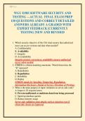 WGU D385 SOFTWARE SECURITY AND TESTING &mdash;ACTUAL FINAL EXAM PREP 150 QUESTIONS AND CORRECT DETAILED ANSWERS ALREADY A GRADED WITH EXPERT FEEDBACK &vert;CURRENTLY TESTING &vert;NEW AND REVISED