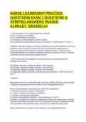 NURSE LEADERSHIP PRACTICE QUESTIONS EXAM 1 QUESTIONS & VERIFIED ANSWERS PASSED ALREADY  GRADED A&plus;