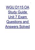 WGU D115 OA Study Guide Unit 7 Exam Questions and Answers Solved