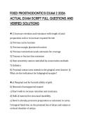 FIXED PROSTHODONTICS EXAM 2 2026 ACTUAL EXAM SCRIPT FULL QUESTIONS AND VERIFIED SOLUTIONS