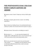 FIXED PROSTHODONTICS EXAM 2 2026 EXAM REVIEW COMPLETE QUESTIONS AND ANSWERS
