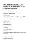 FIXED PROSTHODONTICS EXAM 2 2026 EXAMINATION TEST COMPLETE QUESTIONS AND ANSWERS GRADED A&plus;