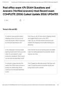 Post office exam 474 EXAM Questions and Answers &lpar;Verified Answers&rpar; Most Recent exam COMPLETE &lpar;2026&rpar; &lpar;Latest Update 2026&rpar; UPDATE&excl;&excl;