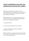 NUR356 COMPREHENSIVE EXAM SCRIPT 2026 QUESTIONS AND SOLUTIONS 100&percnt; CORRECT