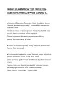 NUR401 EXAMINATION TEST PAPER 2026 QUESTIONS WITH ANSWERS GRADED A&plus;