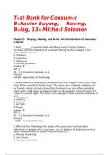 Test Bank for Consumer Behavior&colon; Buying&comma; Having&comma; and Being 13th Edition &lpar;2026&rpar; by Michael Solomon &vert; Complete All Chapters &vert; Verified Questions with Detailed Answers &vert; Marketing & Consumer Psychology Exam Prep