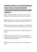 NUR2063 ESSENTIALS OF PATHOPHYSIOLOGY EXAM 1 2026 ACTUAL PAPER SOLVED QUESTIONS RASMUSSEN PROFESSOR SHAUN WALKER A&plus;