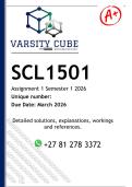SCL1501 Assignment 1 &lpar;DETAILED ANSWERS Semester 1 2026 - DISTINCTION GUARANTEED