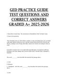 GED PRACTICE GUIDE TEST QUESTIONS AND CORRECT ANSWERS GRADED A&plus; 2025-2026