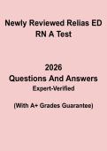 Newly Reviewed Relias ED RN A Test 2026 &vert; Emergency Department Practice Questions & Competency Review PDF