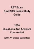 RBT Exam &ndash; New 2026 Relias Study Guide &vert; Practice Questions&comma; Task List Review & Verified Answers PDF