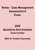 Relias Case Management Assessment A 2026 &vert; Practice Questions&comma; Competency Exam Review & Verified Answers PDF