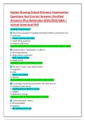 Kaplan Nursing School Entrance Examination  Questions And Correct Answers &lpar;Verified  Answers&rpar; Plus Rationales 2025&sol;2026 Q&A &vert;  Instant Download Pdf 
