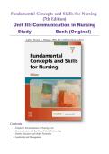 Fundamental Concepts and Skills for Nursing &lpar;7th Edition&rpar; &ndash; Unit III&colon; Communication in Nursing &ndash; study test bank with answers