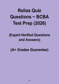 Relias Quiz Questions &ndash; BCBA Test Prep 2026 &vert; Board Certified Behavior Analyst Study Guide PDF