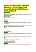 Certified Nurse Midwife &lpar;CNM&rpar; Examination  Questions And Correct Answers &lpar;Verified  Answers&rpar; Plus Rationales 2025&sol;2026 Q&A &vert;  Instant Download Pdf 