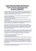 Latest Nursing Health Assessment  Exam Practice Questions And  Answers 2026&sol;2027