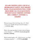 EPA 609 CERTIFICATION AND MVAC  REFRIGERANT SAFETY TEST 2026&sol;2027  BANK &sol; EXAM QUESTIONS WILL COME  FROM HERE&sol; ALL EXAM QUESTIONS  WITH DETAILED VERIFIED ANSWERS  &lpar;100&percnt; CORRECT ANSWERS&sol; A&plus;  GRADED