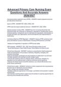 Package deal for Advanced Primary Care Nursing Advanced Primary Care Nursing Exam Questions And Accurate Answers 2026&sol;2027