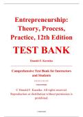 Test Bank &ndash; Entrepreneurship&colon; Theory&comma; Process&comma; Practice&comma; 12th Edition &ndash; Donald F&period; Kuratko &ndash; ISBN 9780357899502 &lpar;All Chapters Covered 1&ndash;15&rpar;