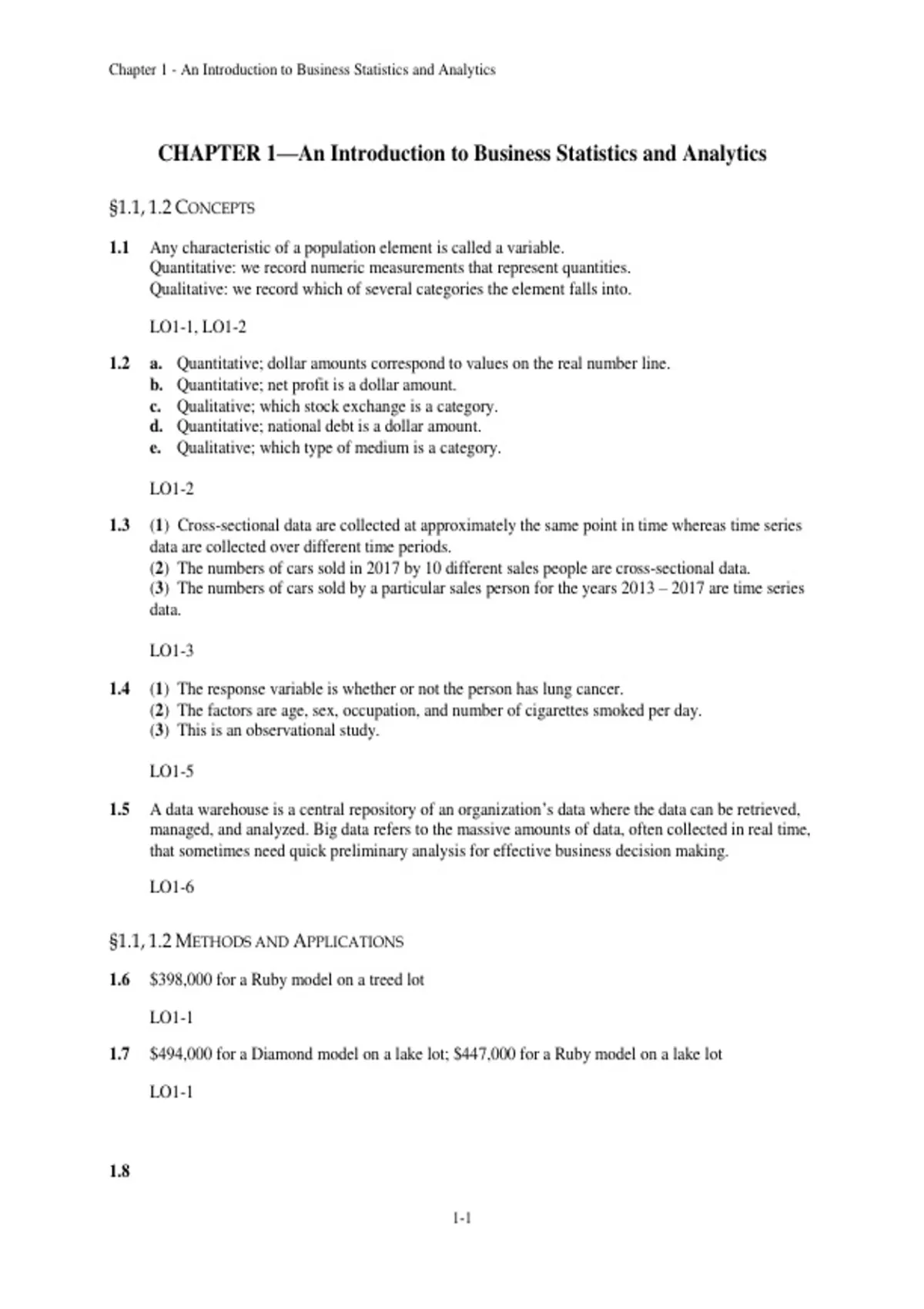 Solutions Manual for Business Statistics and Analytics in Practice, 9th ...
