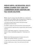 NUR2459 MENTAL AND BEHAVIORAL HEALTH NURSING EXAMPREP STUDY GUIDE WITH COMPREHENSIVE REVIEW QUESTIONS AND FULLY SOLVED SOLUTIONS