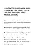 NUR2459 MENTAL AND BEHAVIORAL HEALTH NURSING FINAL EXAM COMPLETE ACTUAL QUESTIONS WITH VERIFIED CORRECT ANSWERS GRADED A&plus;