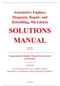 Solutions Manual &ndash; Automotive Engines&colon; Diagnosis&comma; Repair&comma; and Rebuilding&comma; 9th Edition &ndash; Tim Gilles&comma; Tim LeVan &ndash; ISBN 9780357766248 &lpar;All Chapters Covered 1&ndash;19&rpar;