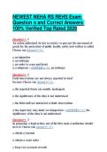 NEWEST NEHA RS REHS Exam Question s and Correct Answers 100&percnt; Verified Top Rated 2026