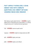 FDOT ASPHALT PAVING LEVEL 2 EXAM NEWEST 2026 WITH COMPLETE QUESTIONS AND CORRECT DETAILED ANSWERS&vert; BRAND NEW VERSION&excl;